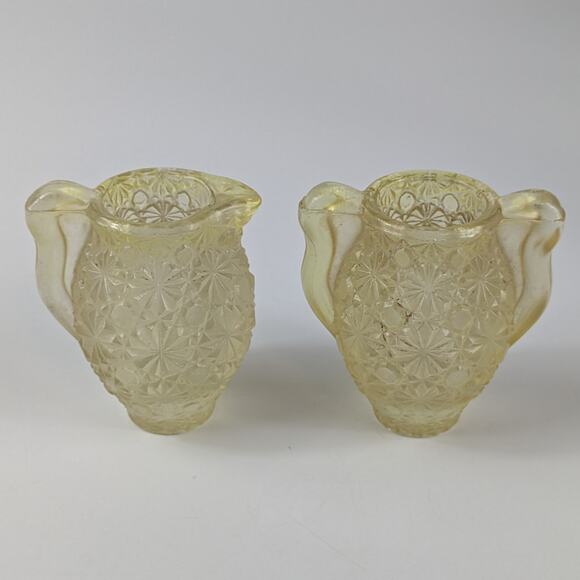 Crystal Miniature Creamer & Sugar Daisy & Button Vintage 1950’s-60’s L E Smith - Picture 3 of 9
